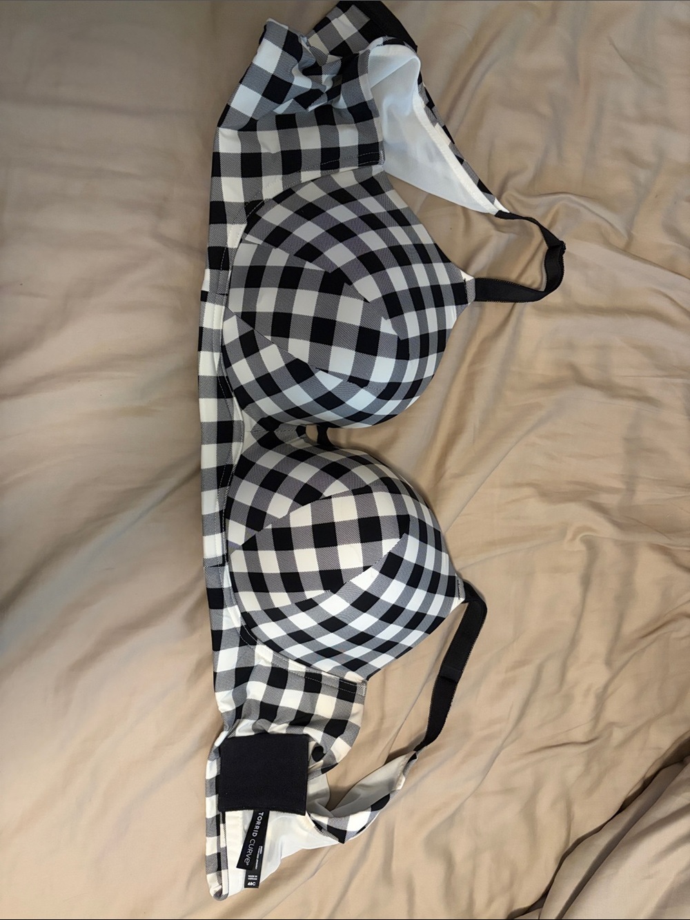 Gingham Pattern T-Shirt Bra - Black & White